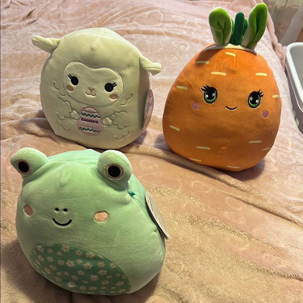Cute Plush Toy Trio - Lamb, Carrot, Frog